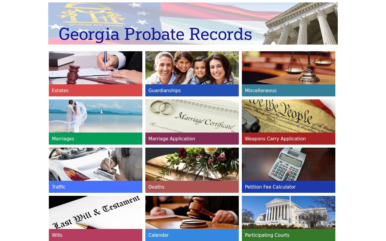 Georgia Probate Records portal used for participating Glascock County searches
