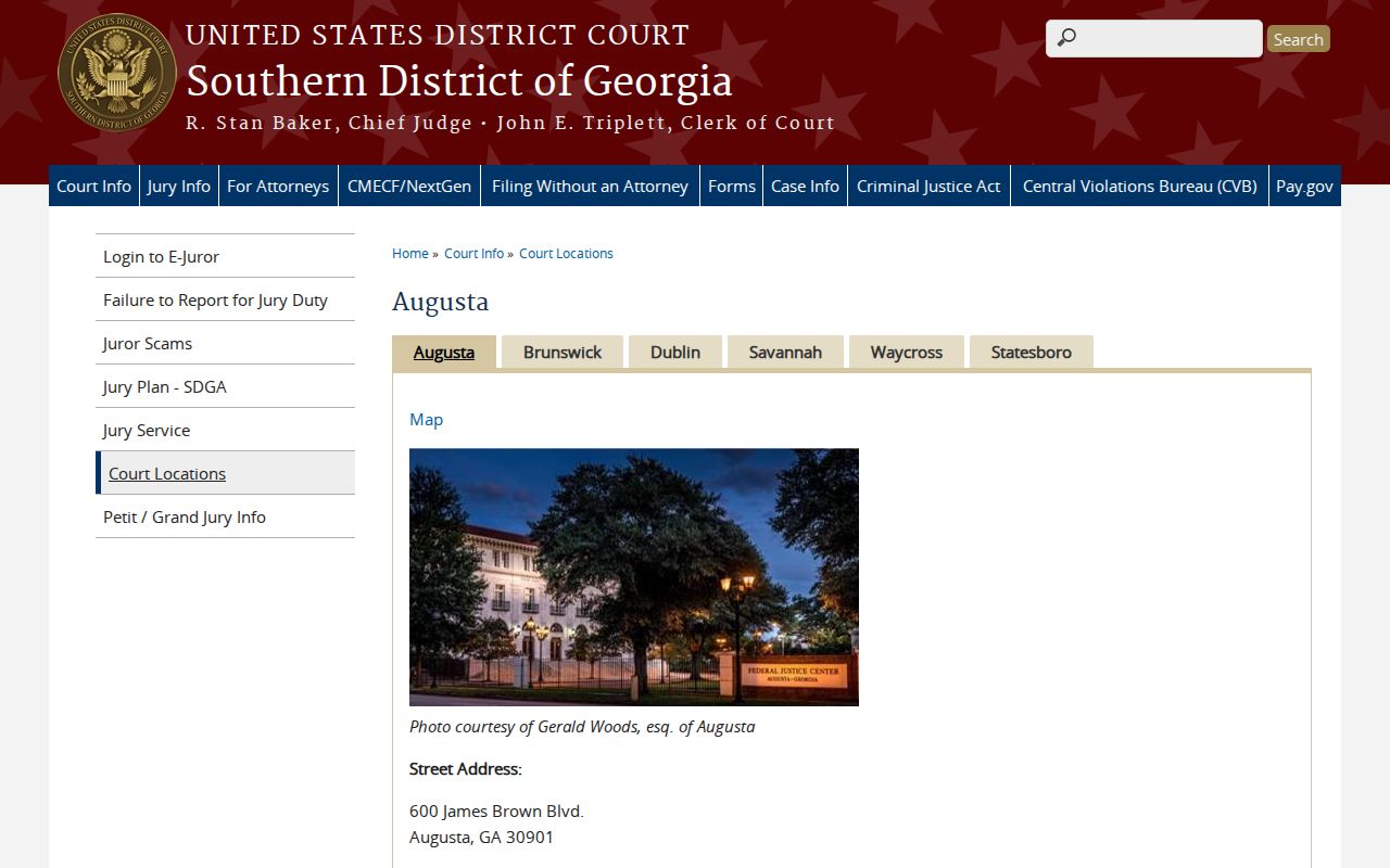 Federal Augusta Division office for Glascock County court record routing