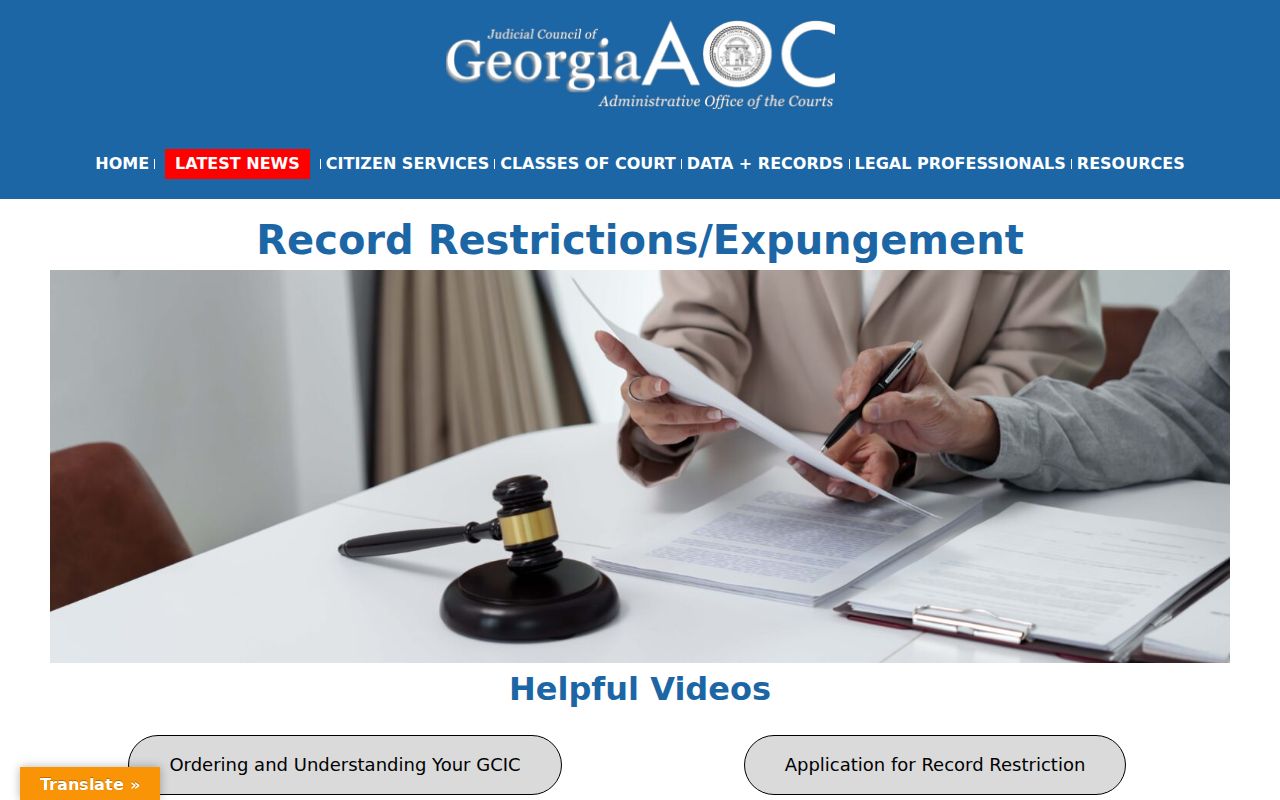 Georgia Courts official record restriction guidance for criminal records