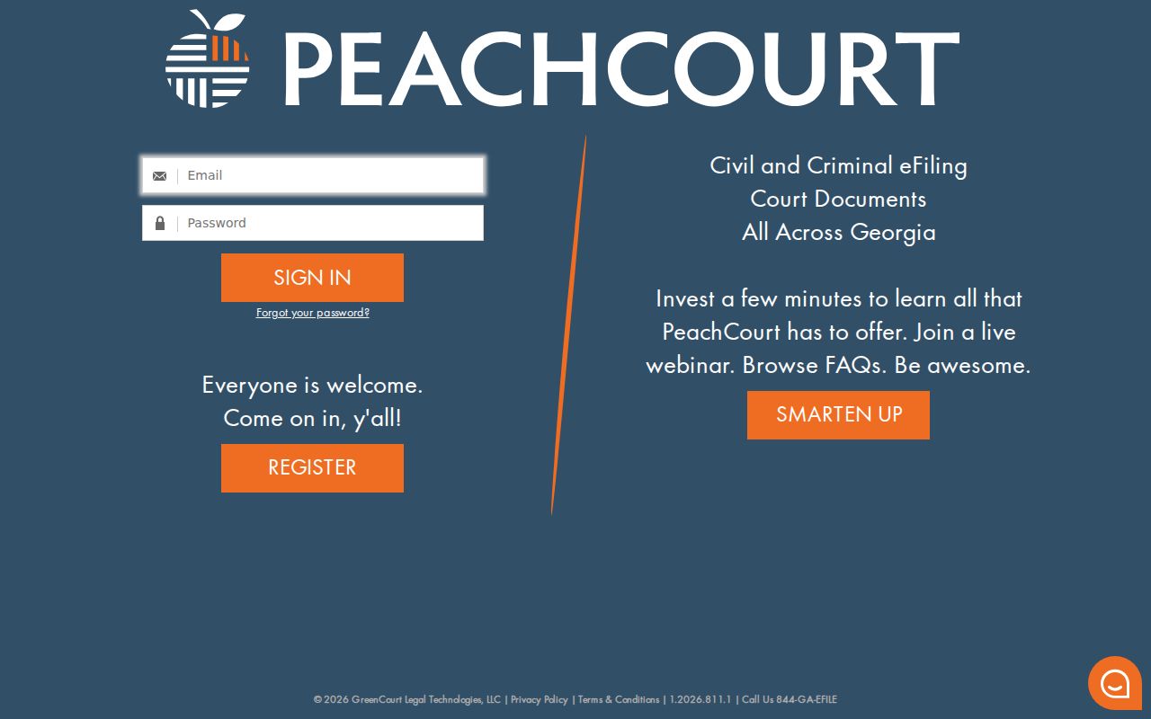 Generic PeachCourt case docket access screen for Glascock County Superior Court records