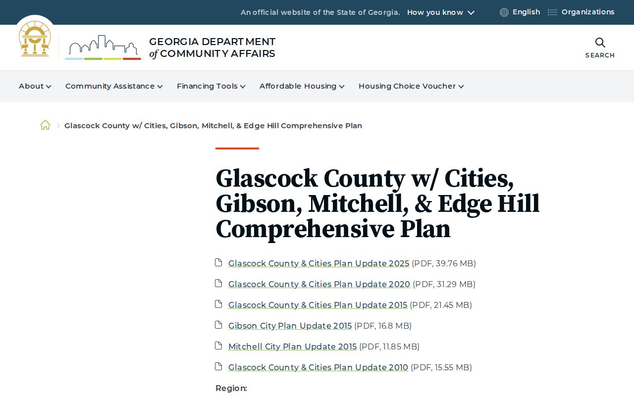 Mitchell court records context in the Glascock County cities plan